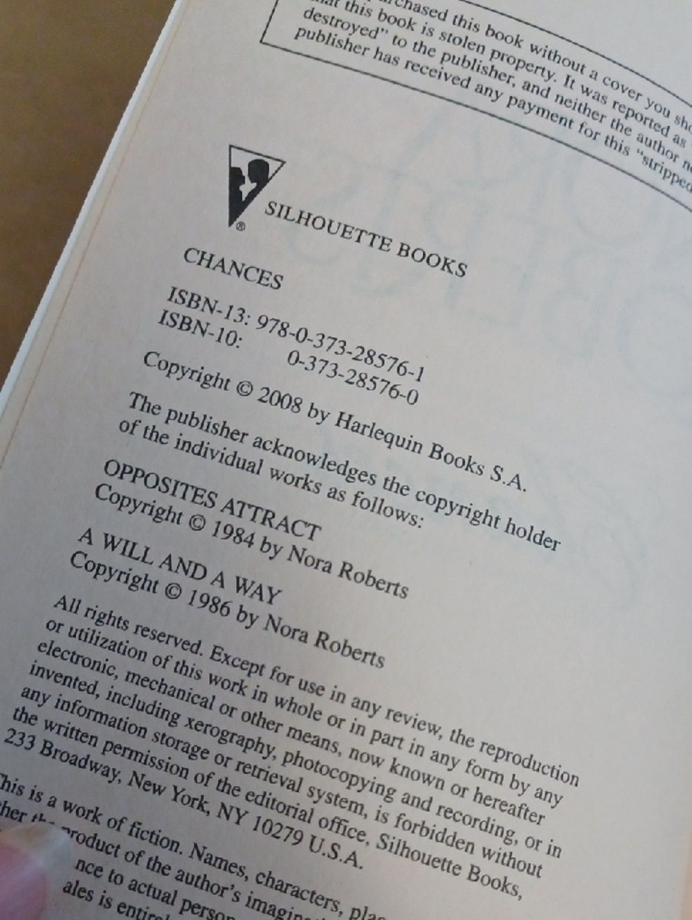 $4 Add-on Nora Roberts "Chances" - Paperback Book (2 In 1) - Picture 5 of 7